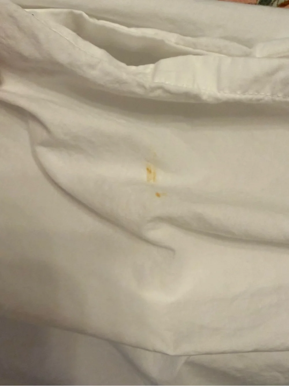 Frette Hotel Classic Percale King Flat Duvet White/Grey Preowned Cotton FLAWS